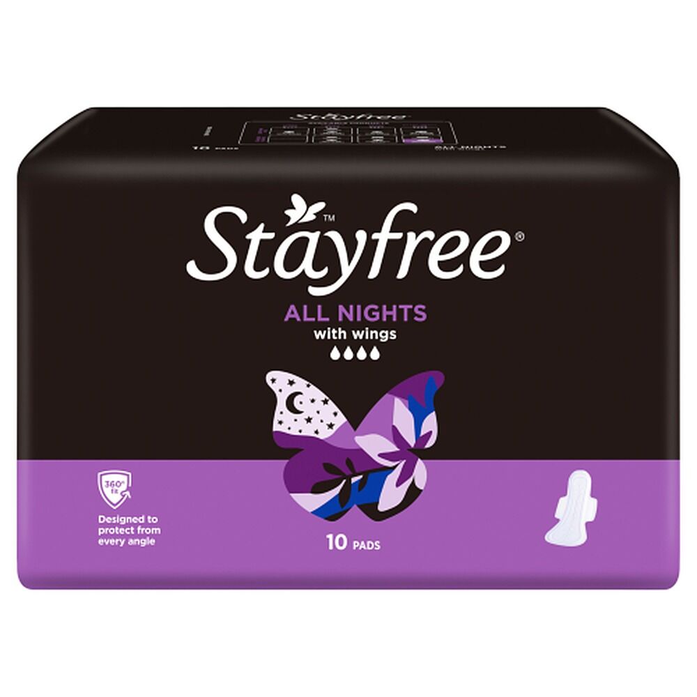 Stayfree All Nights Pads with Wings 10 Pack