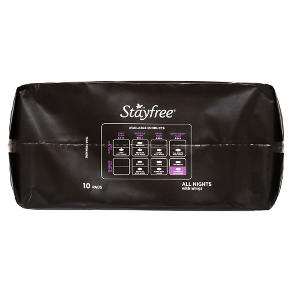 Stayfree All Nights Pads with Wings 10 Pack