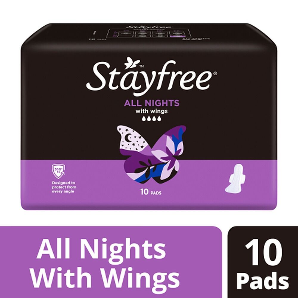 Stayfree All Nights Pads with Wings 10 Pack
