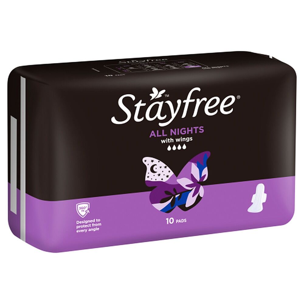 Stayfree All Nights Pads with Wings 10 Pack