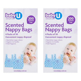 Baby U Scented Nappy Bags 200 Pack Bundle of 2