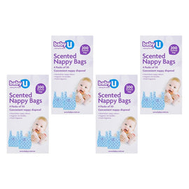 Baby U Scented Nappy Bags 200 Pack Bundle of 4