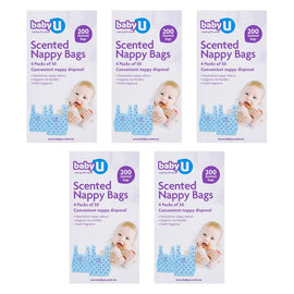 Baby U Scented Nappy Bags 200 Pack Bundle of 5