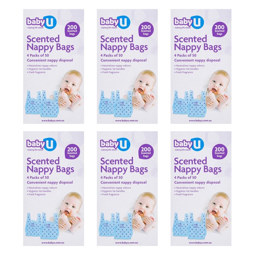 Baby U Scented Nappy Bags 200 Pack Bundle of 6