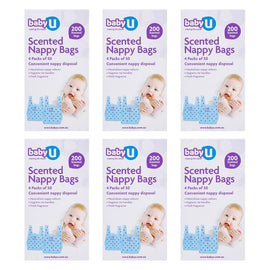 Baby U Scented Nappy Bags 200 Pack Bundle of 6