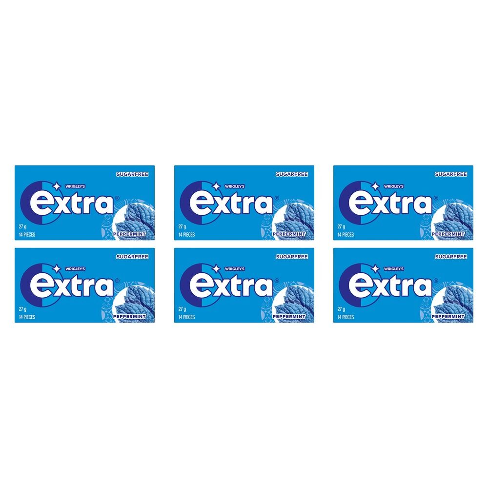 Extra Peppermint Sugar Free Chewing Gum 14 Pack x 24 Bundle of 6