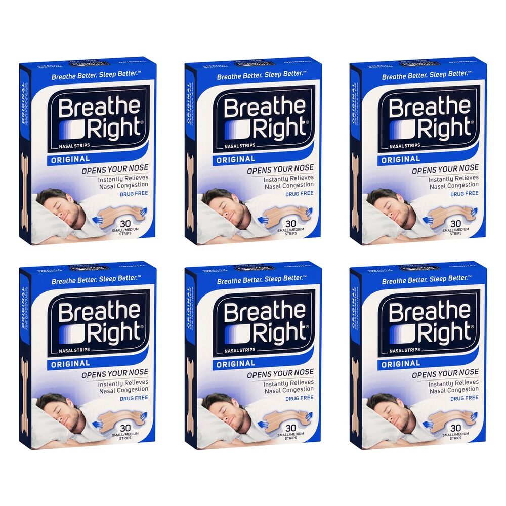 Breathe Right Nasal Strips Tan Regular 30 Pack Bundle of 6