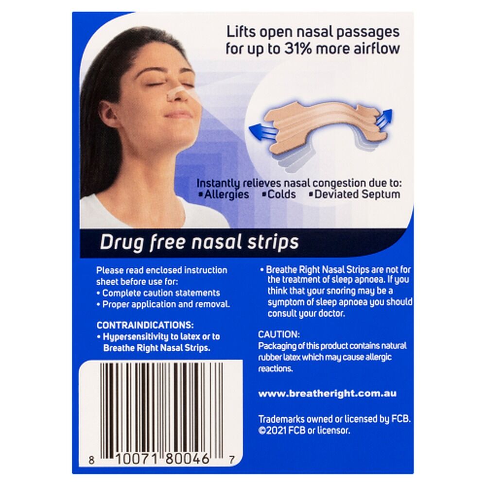 Breathe Right Nasal Strips Tan Regular 30 Pack