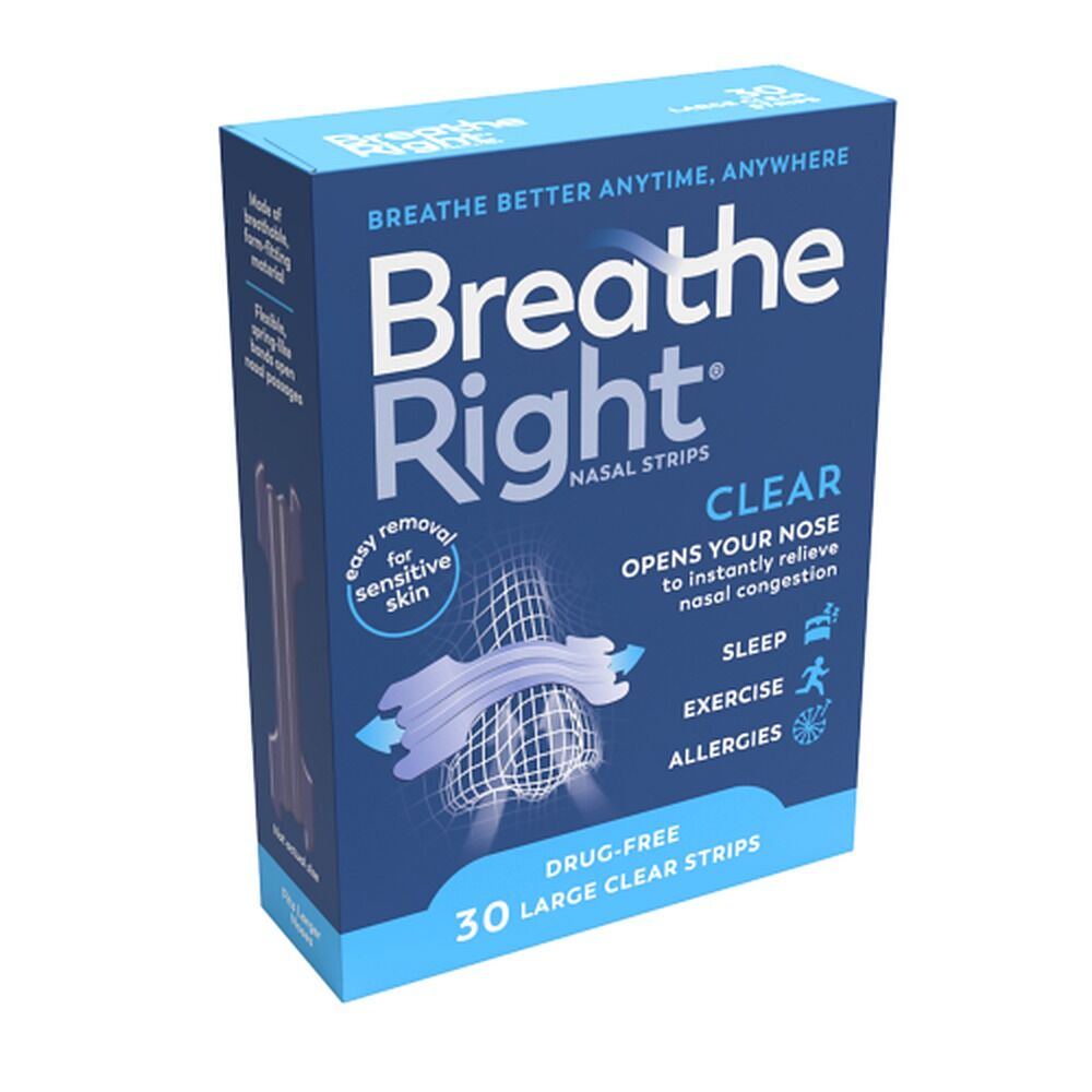 Breathe Right Nasal Strips Clear Large 30 Pack