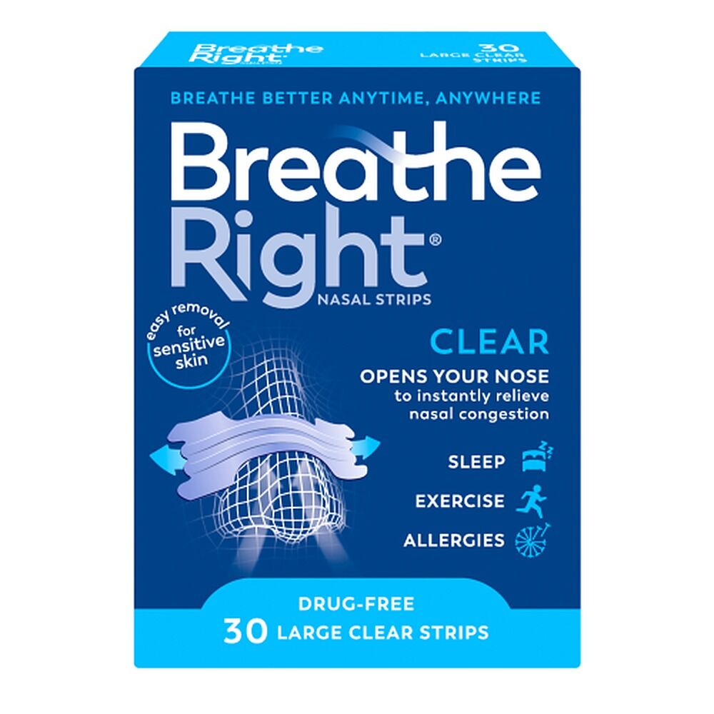 Breathe Right Nasal Strips Clear Large 30 Pack