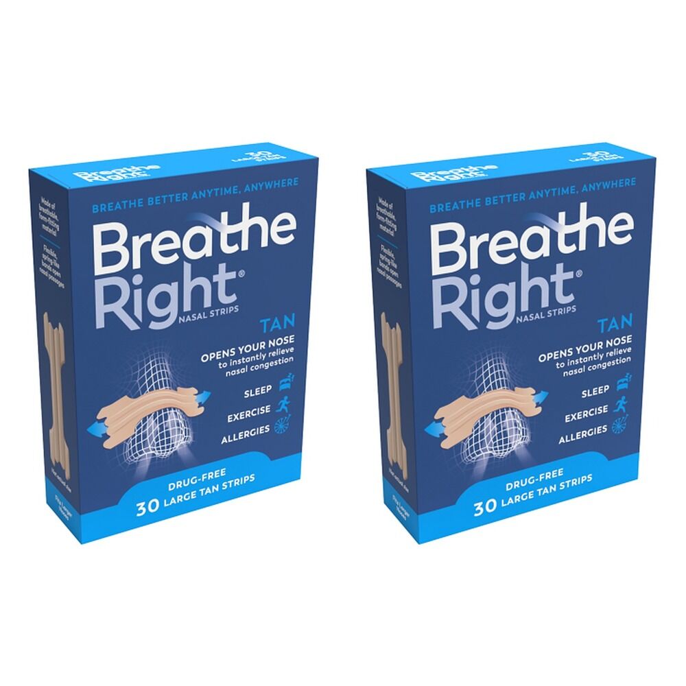 Breathe Right Nasal Original Strips 30 Pack Bundle of 2