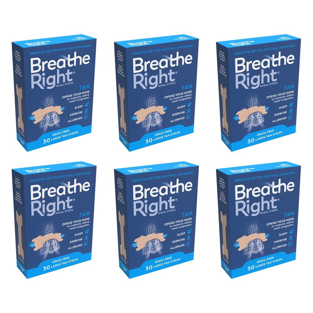 Breathe Right Nasal Original Strips 30 Pack Bundle of 6