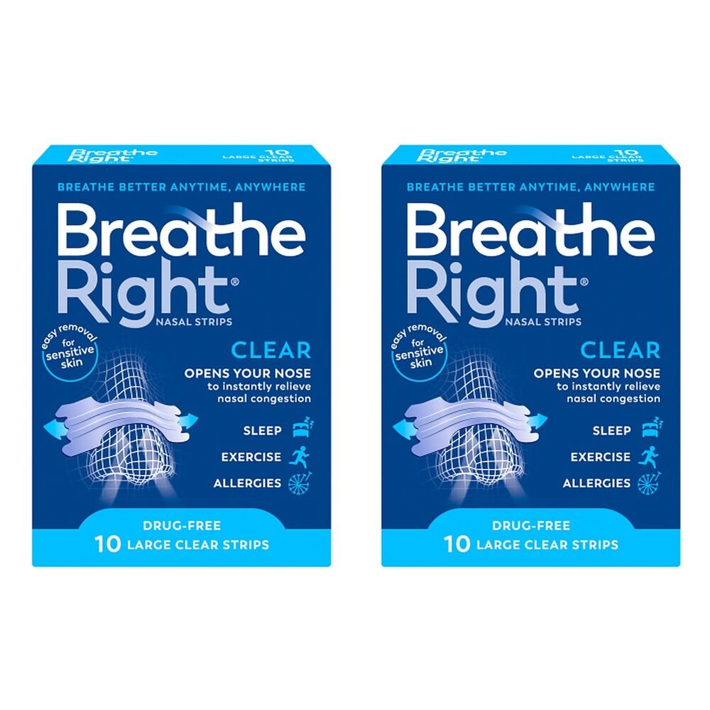 Breathe Right Nasal Strips Clear Large 10 Pack Bundle of 2