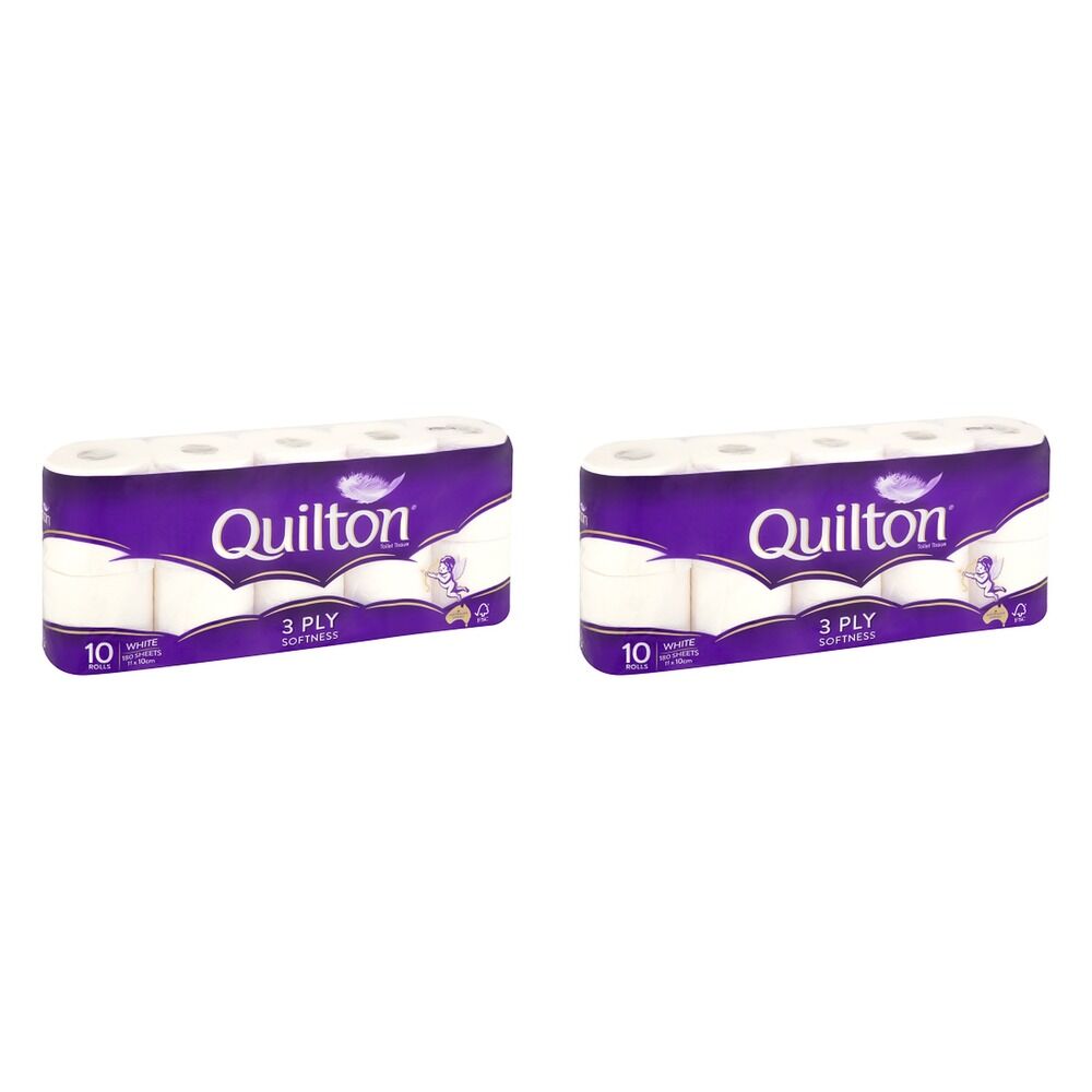 Quilton Classic White 3 Ply Toilet Tissue 10 Pack x 6 Bundle of 2