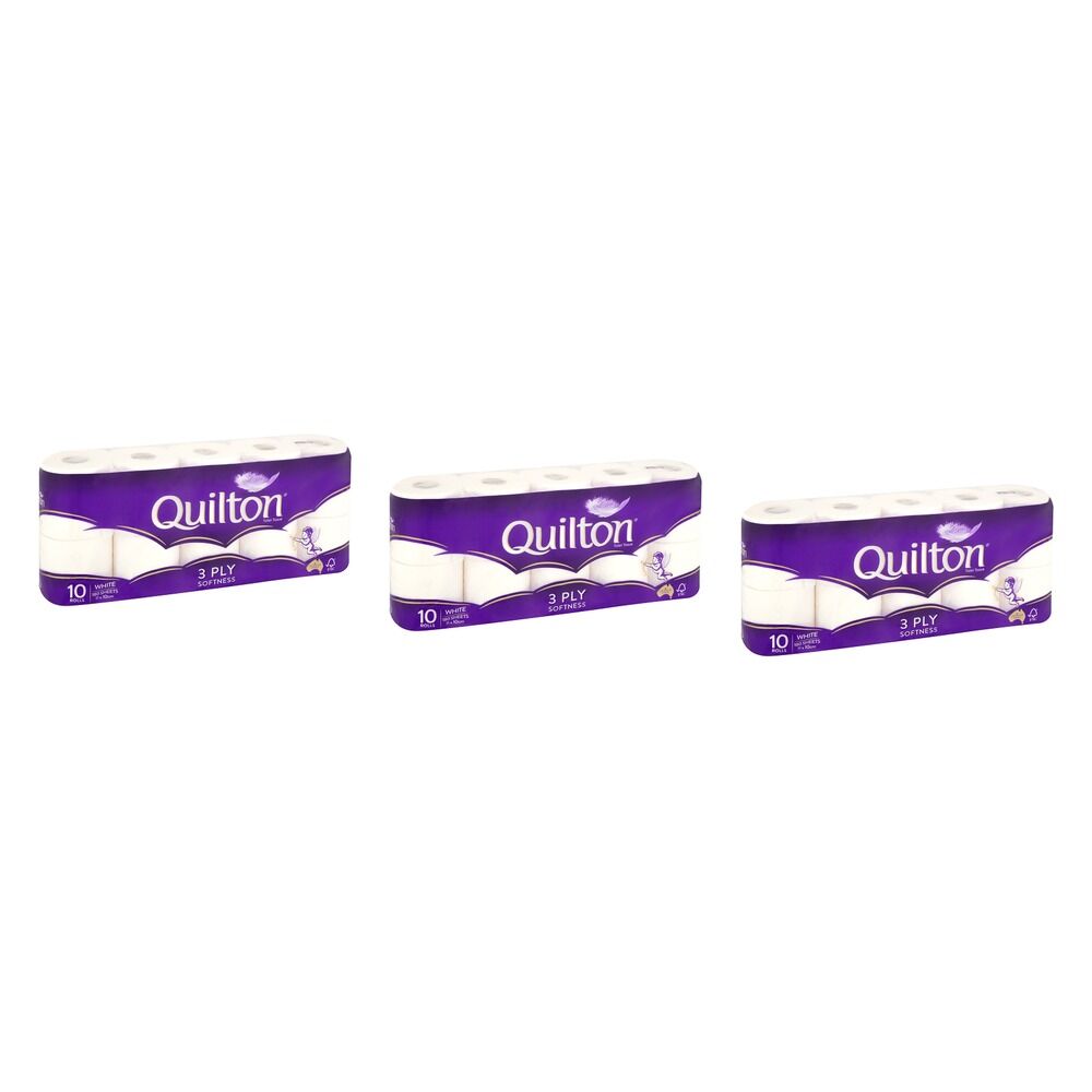 Quilton Classic White 3 Ply Toilet Tissue 10 Pack x 6 Bundle of 3