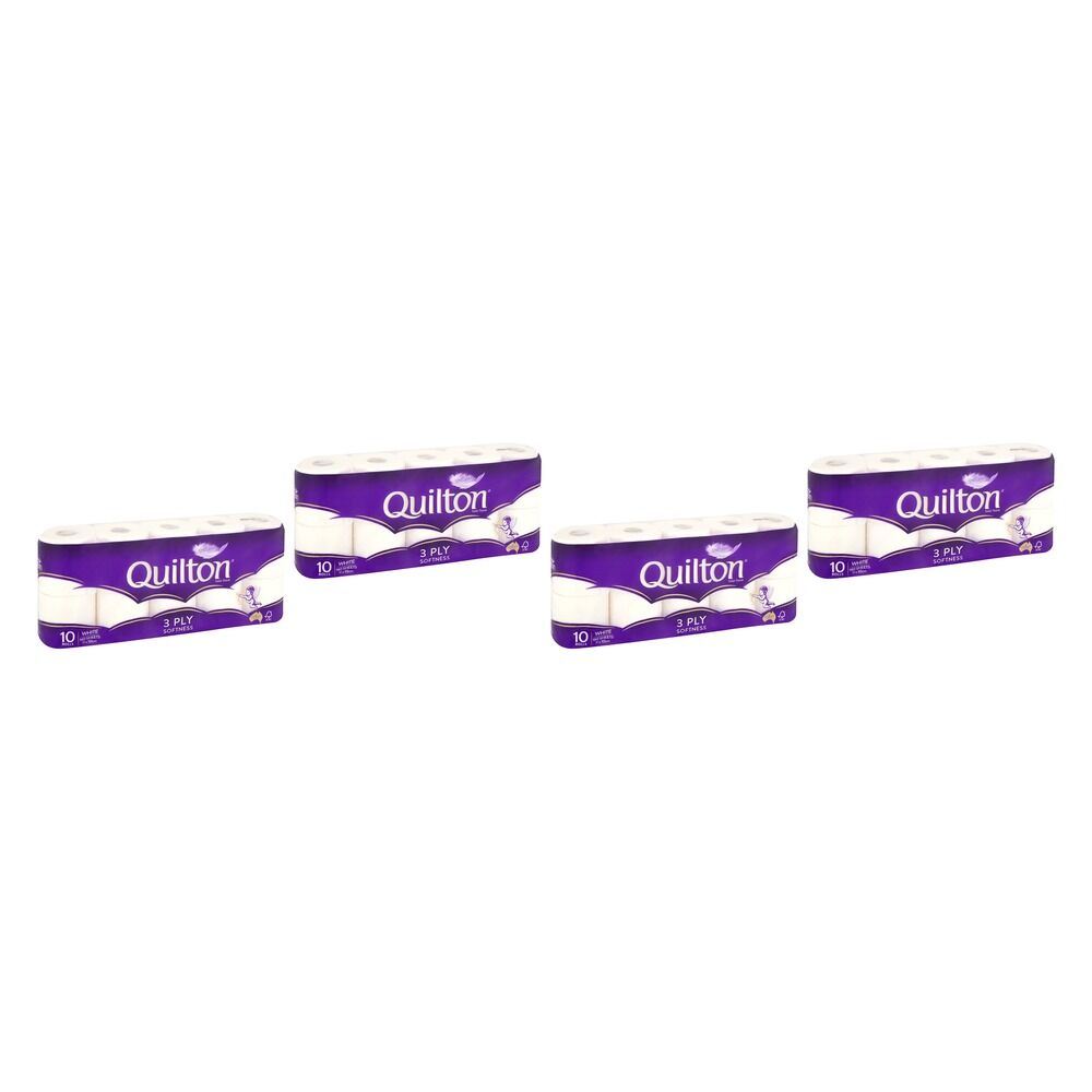 Quilton Classic White 3 Ply Toilet Tissue 10 Pack x 6 Bundle of 4