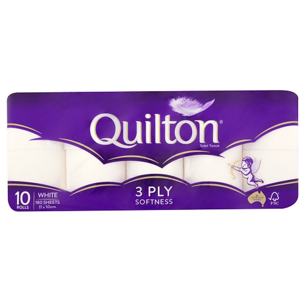 Quilton Classic White 3 Ply Toilet Tissue 10 Pack x 6
