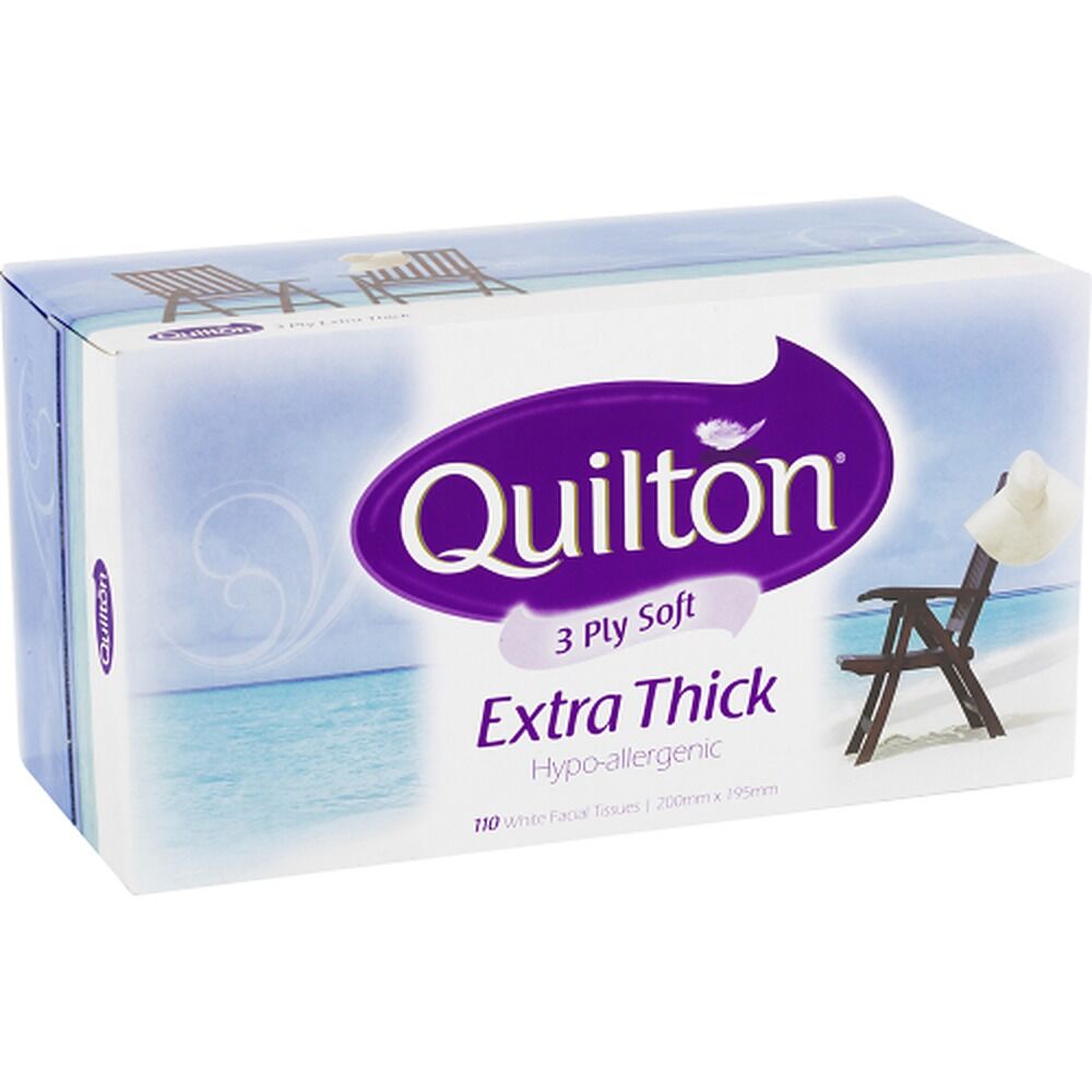 Quilton Classic White 3 Ply Facial Tissues 12 x 110 Tissues