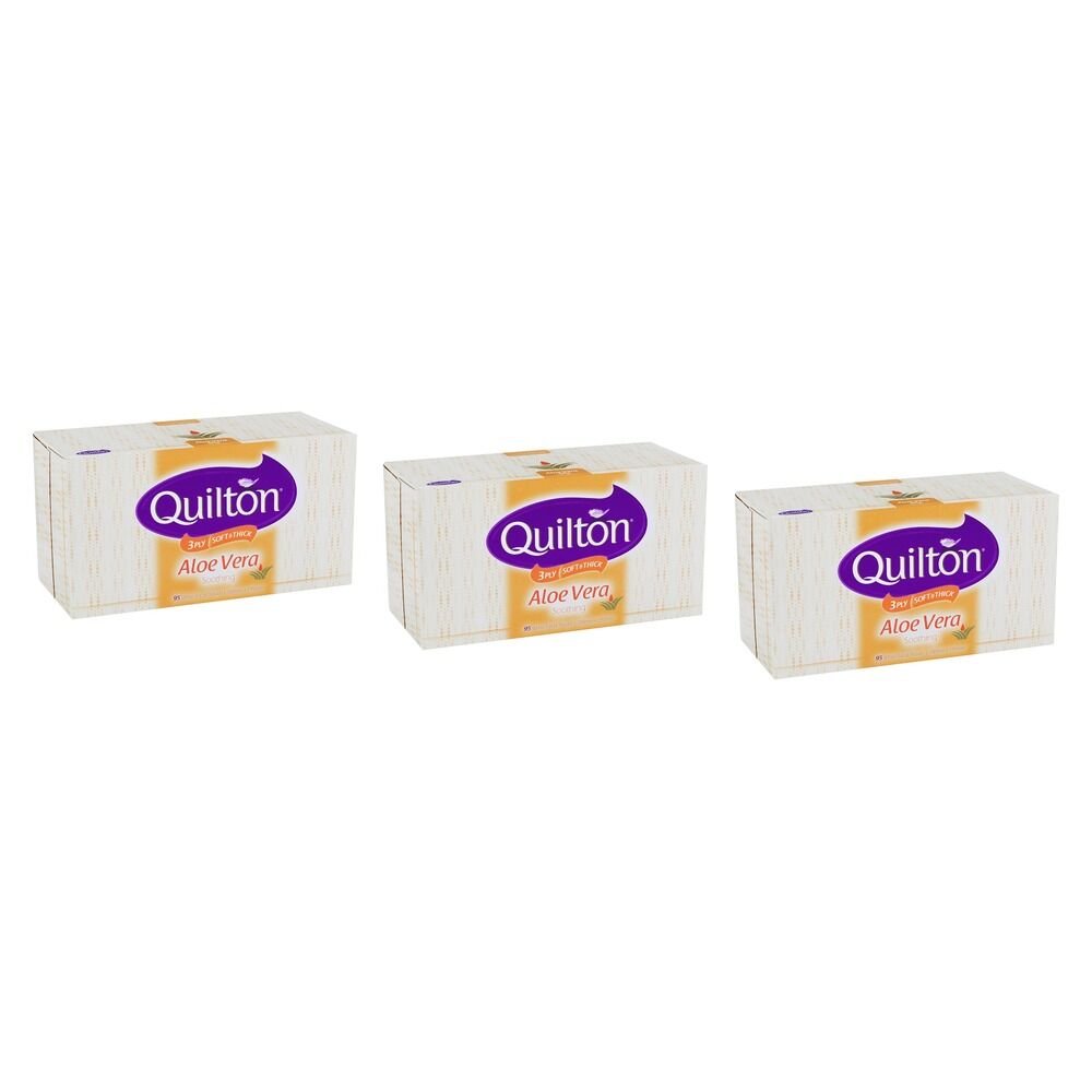Quilton 3 Ply Aloe Vera White Facial Tissues 12 x 95 Bundle of 3