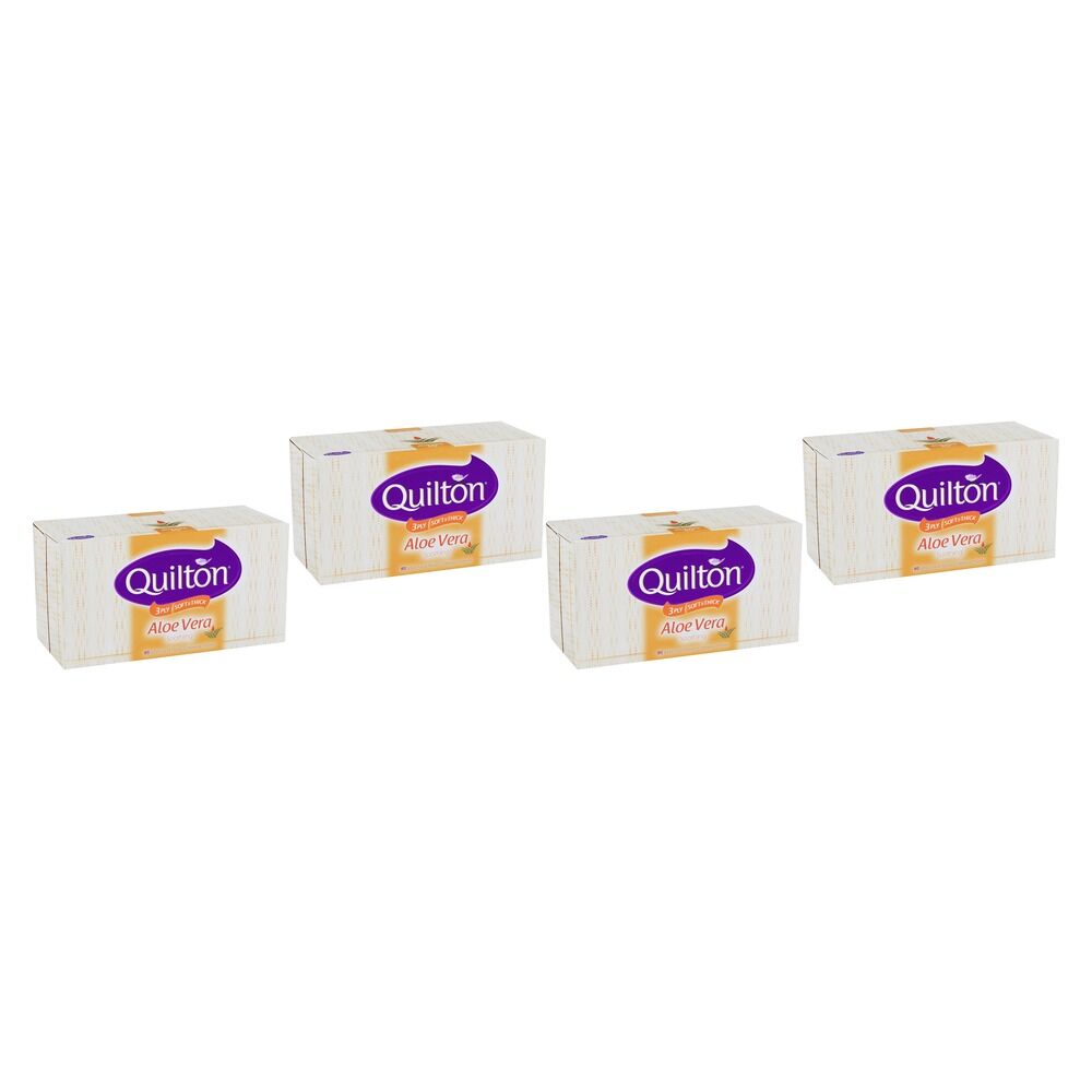 Quilton 3 Ply Aloe Vera White Facial Tissues 12 x 95 Bundle of 4