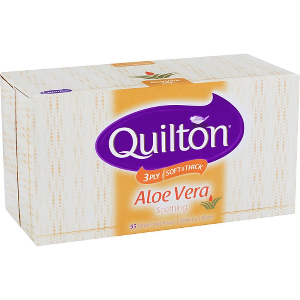 Quilton 3 Ply Aloe Vera White Facial Tissues 12 x 95