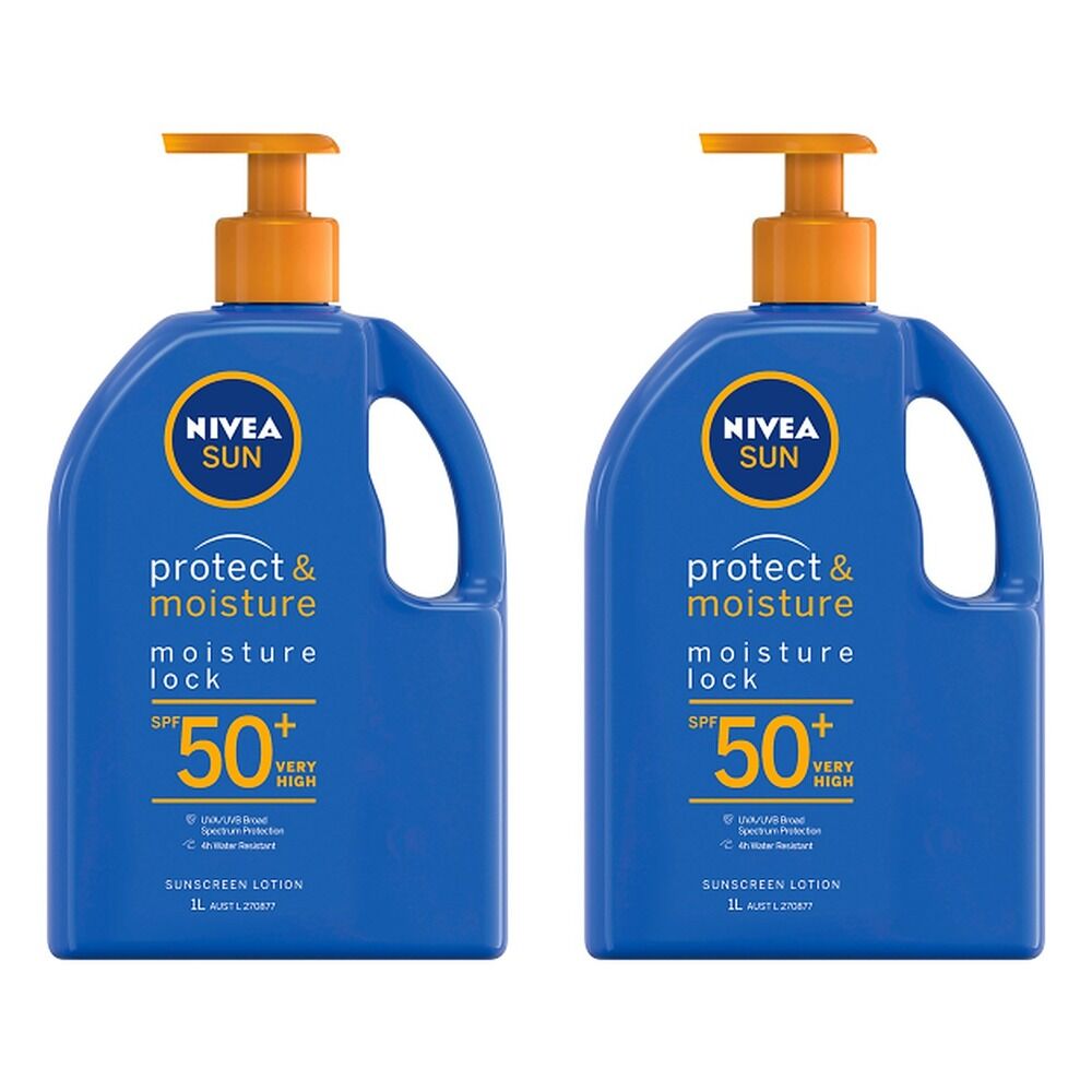 Nivea Protect & Moisture Moisture Lock SPF50+ Sunscreen Lotion 1L Pack of 2