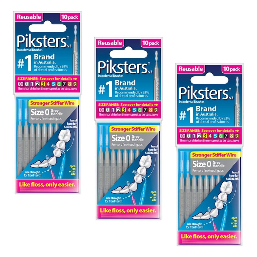 Piksters Interdental Brushes Size 0 10 Pack Bundle of 3
