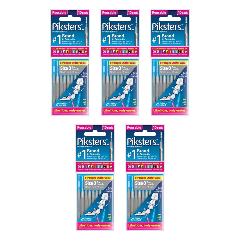 Piksters Interdental Brushes Size 0 10 Pack Bundle of 5
