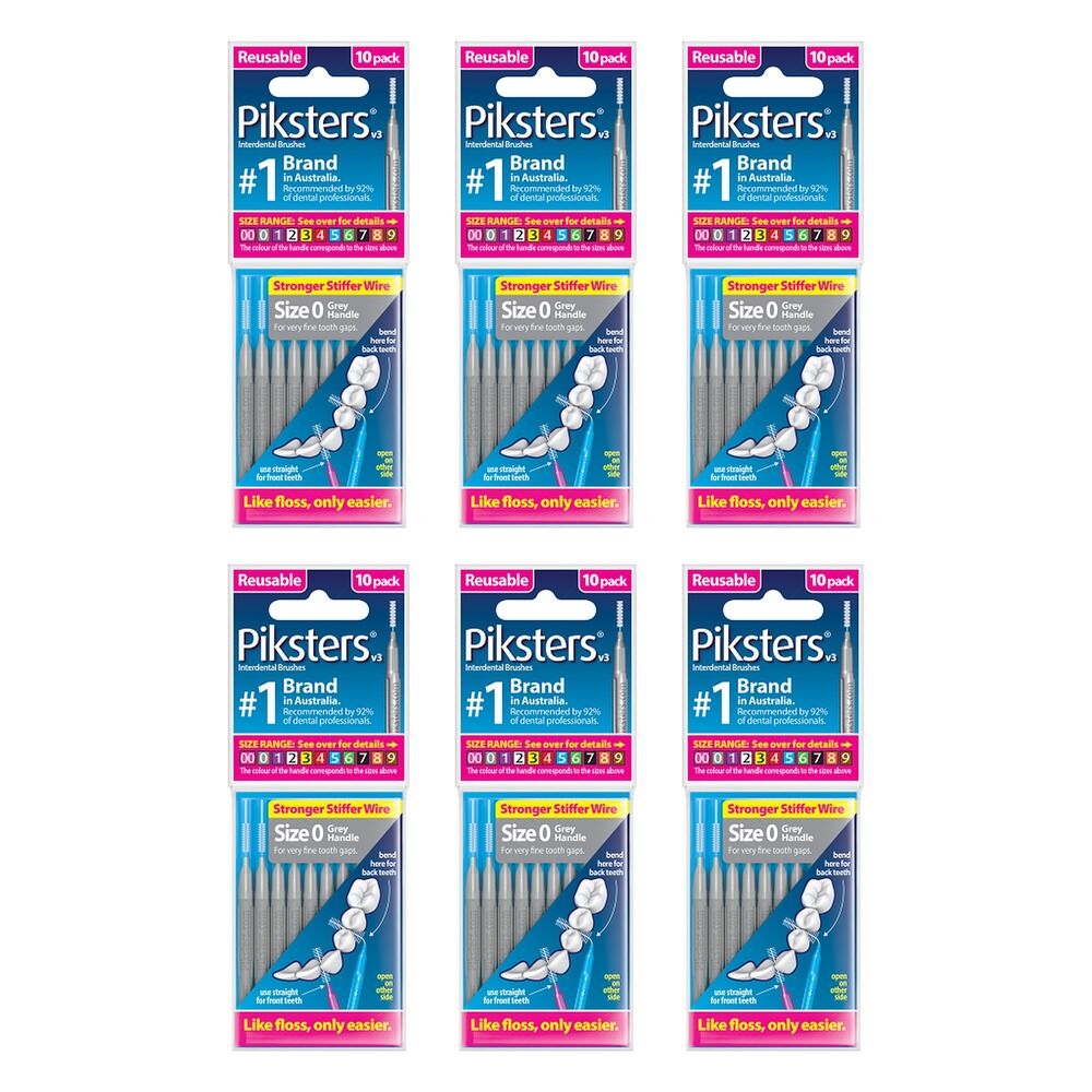 Piksters Interdental Brushes Size 0 10 Pack Bundle of 6