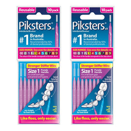 Piksters Interdental Brush Purple Size 1 10 Pack Bundle of 2