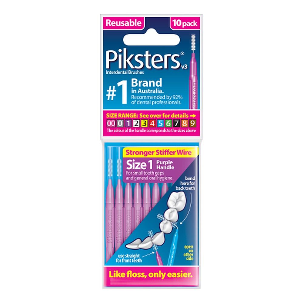 Piksters Interdental Brush Purple Size 1 10 Pack