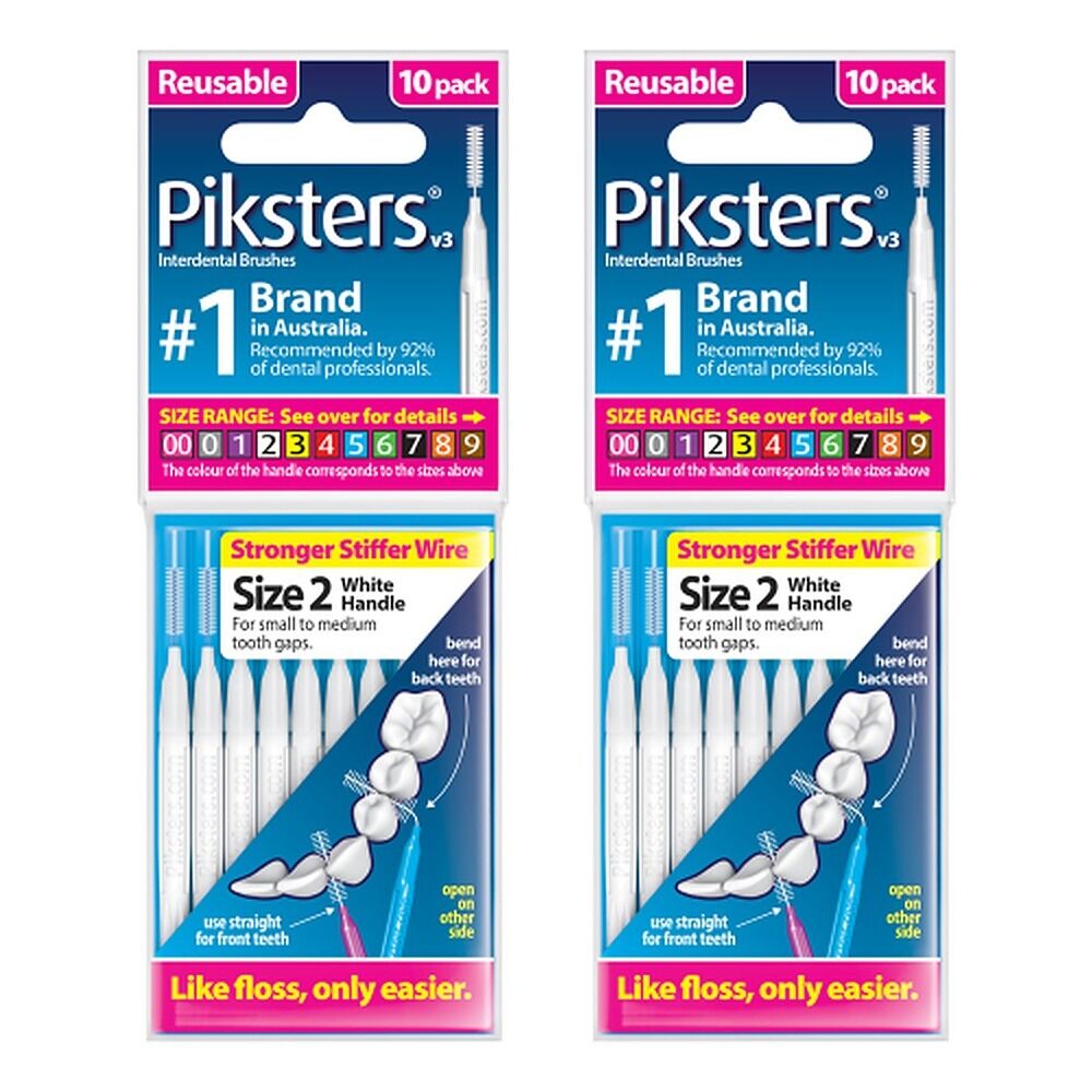 Piksters Interdental Brush Size 2 10 Pack Bundle of 2