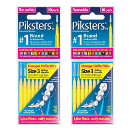 Piksters Interdental Brush Yellow Size 3 10 Pack Bundle of 2