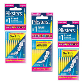 Piksters Interdental Brush Yellow Size 3 10 Pack Bundle of 3