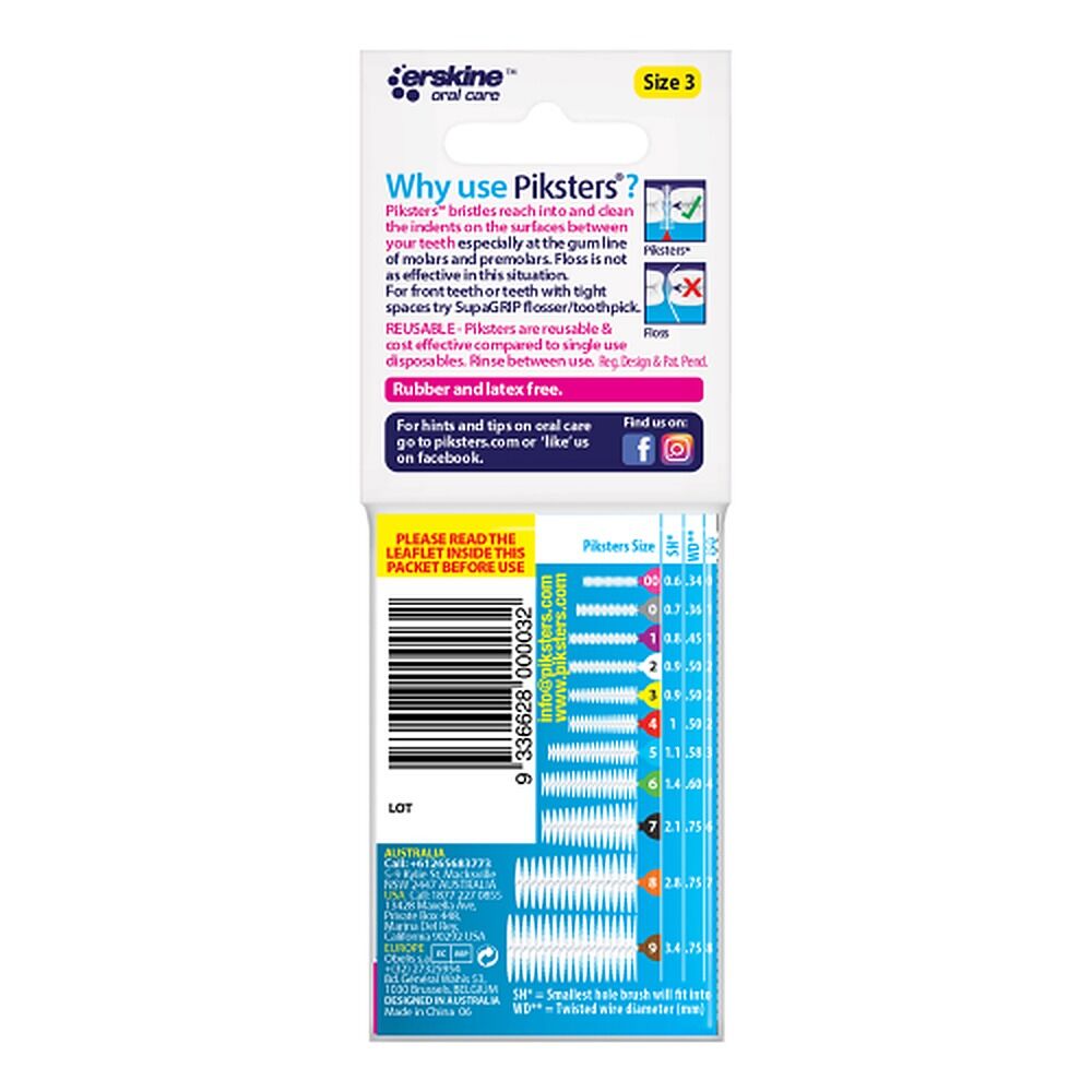 Piksters Interdental Brush Yellow Size 3 10 Pack