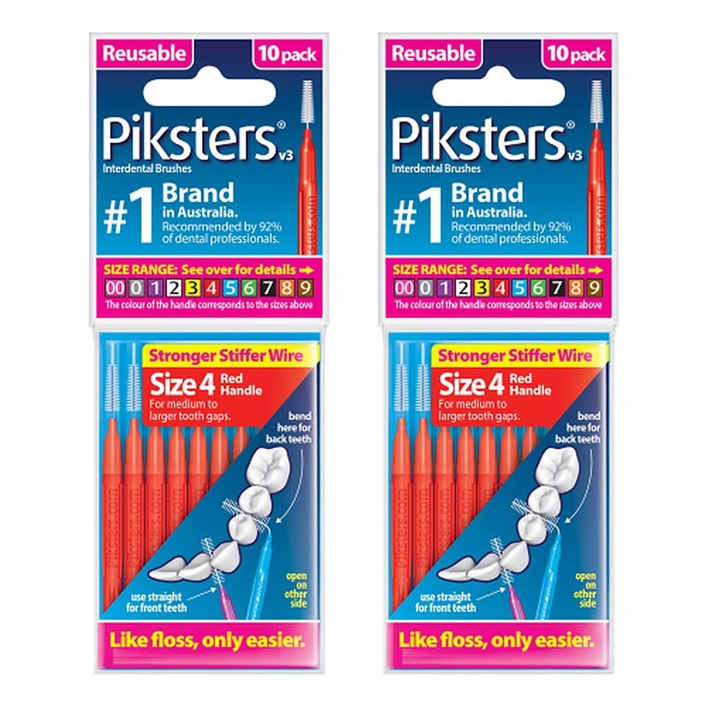 Piksters Interdental Brush Size 4 10 Pack Bundle of 2