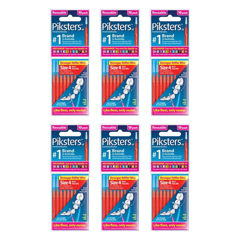 Piksters Interdental Brush Size 4 10 Pack Bundle of 6