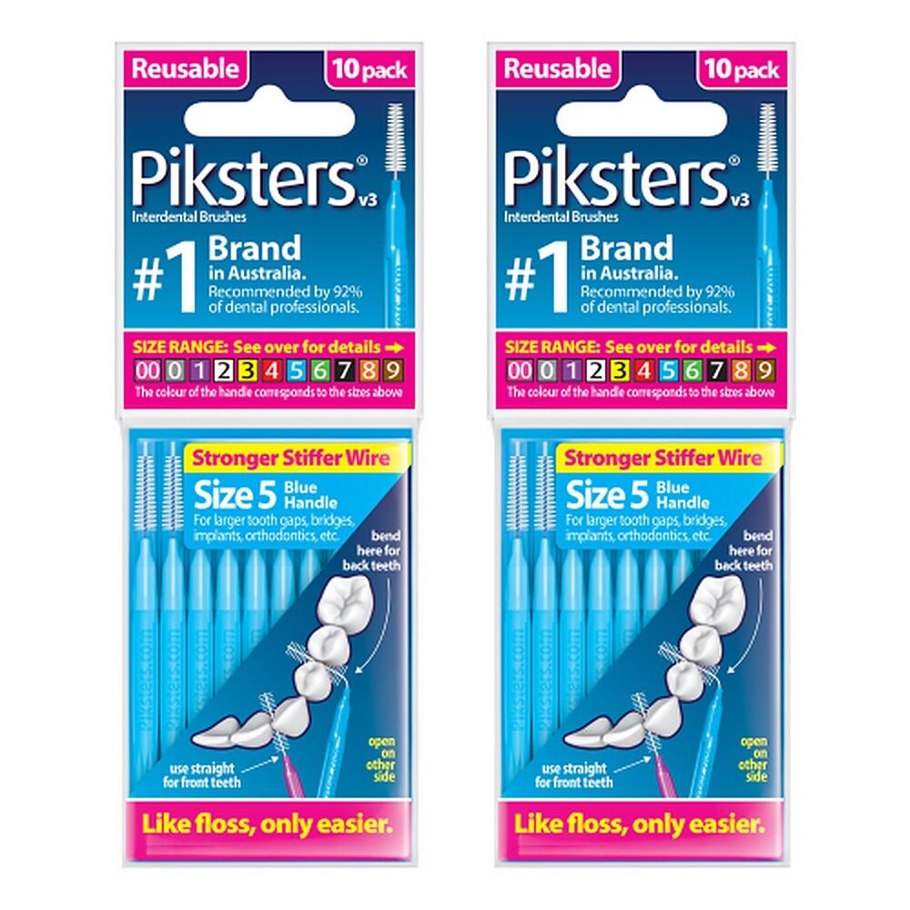 Piksters Interdental Brushes Size 5 Blue 10 Pack Bundle of 2