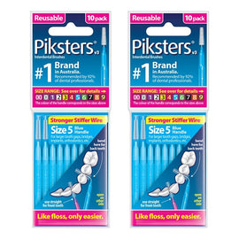 Piksters Interdental Brushes Size 5 Blue 10 Pack Bundle of 2