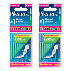 Piksters Interdental Brush Green Handle Size 6 10 Pack Bundle of 2