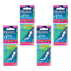 Piksters Interdental Brush Green Handle Size 6 10 Pack Bundle of 4