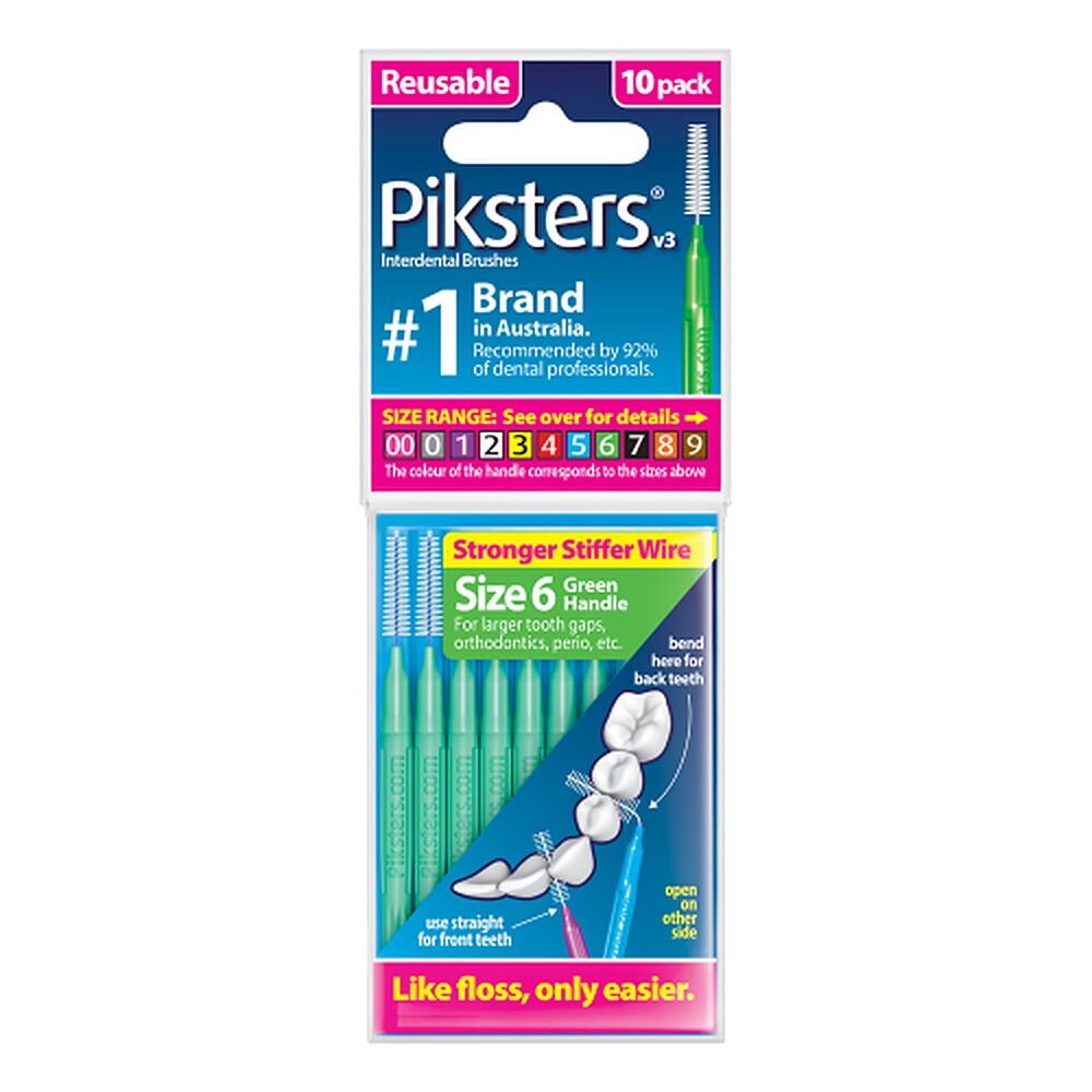 Piksters Interdental Brush Green Handle Size 6 10 Pack