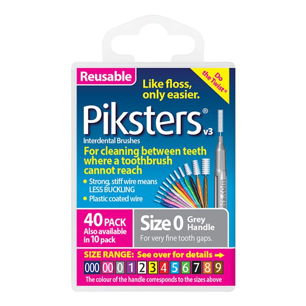 Piksters Interdental Brushes Grey Size 0 40 Pack