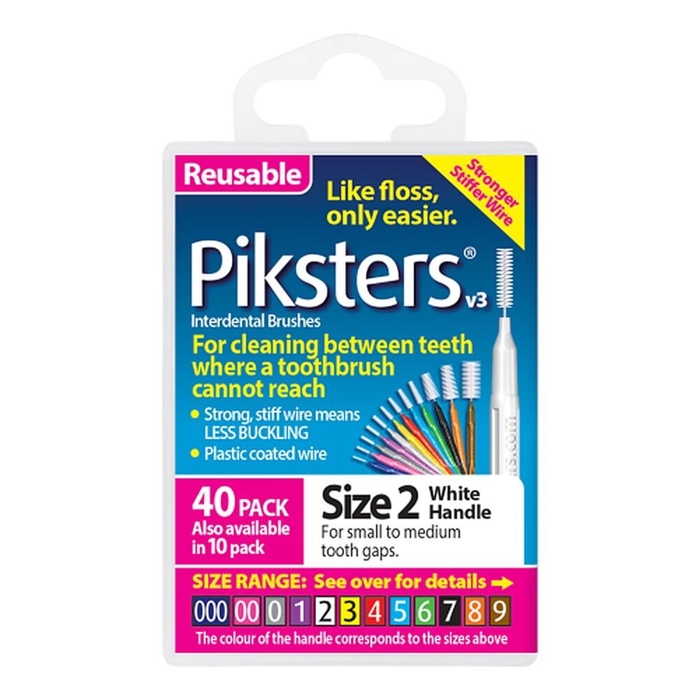 Piksters Interdental Brushes White Size 2 40 Pack