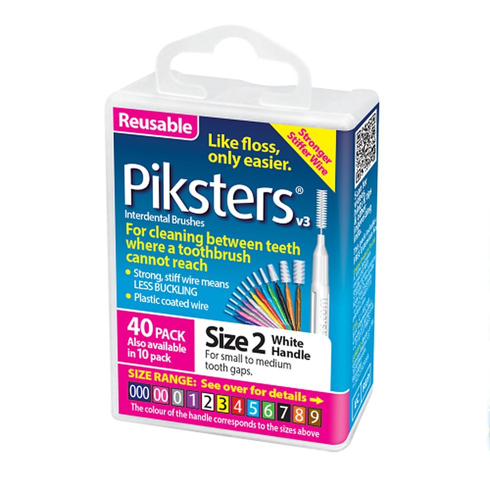 Piksters Interdental Brushes White Size 2 40 Pack