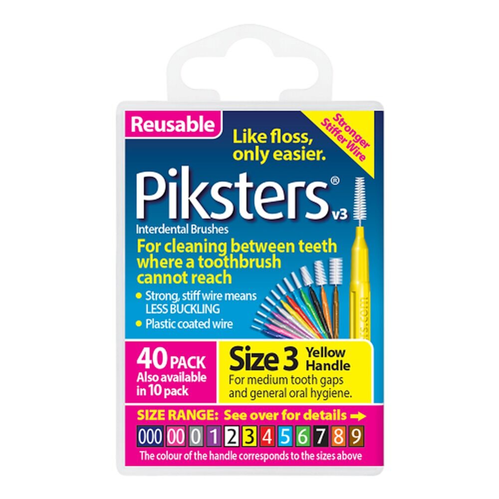Piksters Interdental Brushes Yellow Size 3 40 Pack
