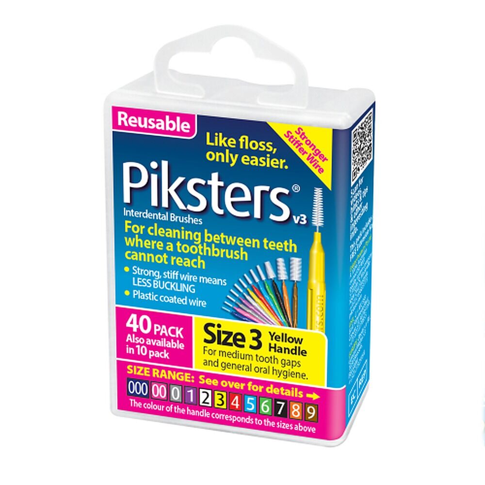 Piksters Interdental Brushes Yellow Size 3 40 Pack