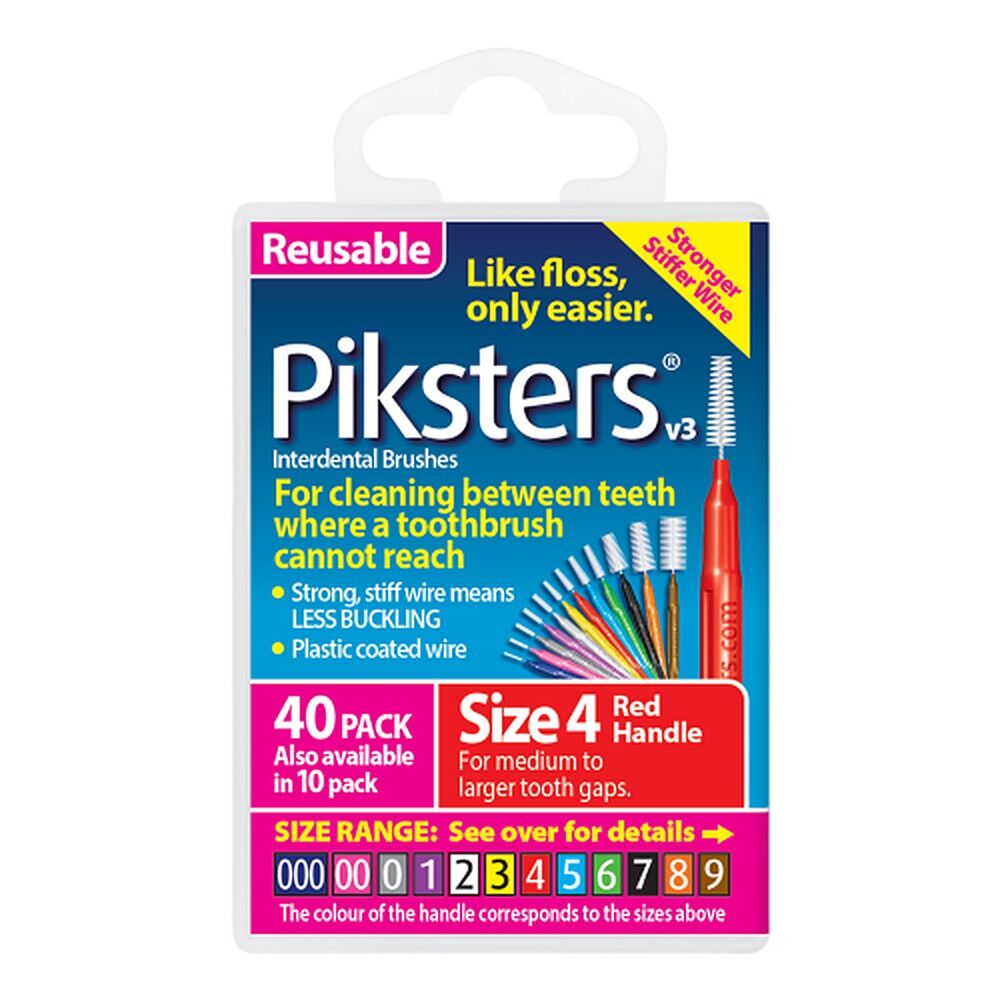 Piksters Interdental Brushes Red Size 4 40 Pack