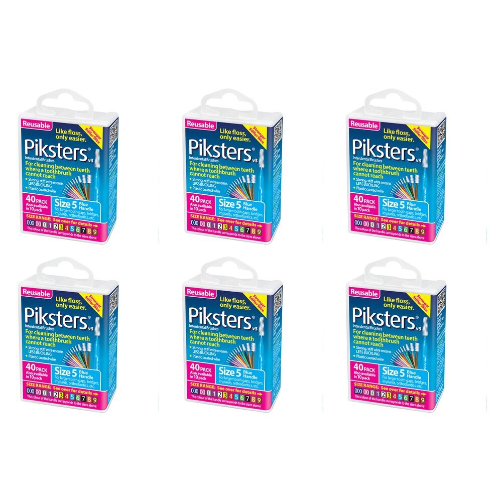 Piksters Interdental Brushes Blue Size 5 40 Pack Bundle of 6