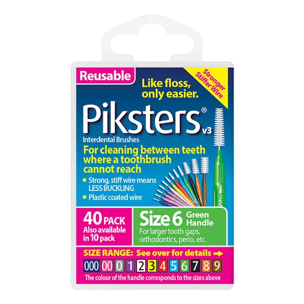 Piksters Interdental Brushes Green Size 6 40 Pack